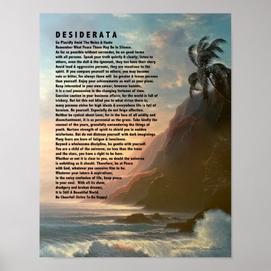 Desiderata Gedicht von Max Ehrmann Tropical Design Poster (Vorne)