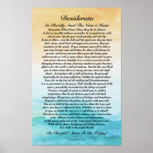 Desiderata Gedicht Watercolor Turbulent Ocean Suns Poster