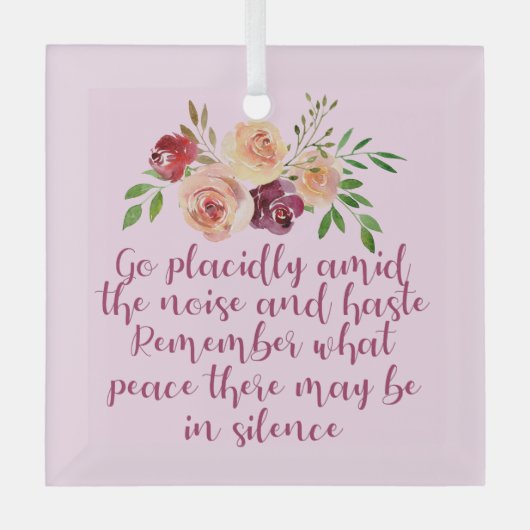 Desiderata Geem Schöne Pink Blumen Weihnachten Ornament Aus Glas (Vorderseite)