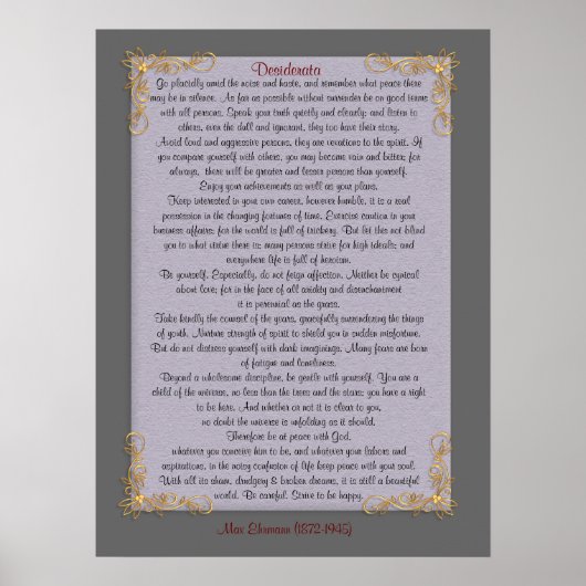 Desiderata "gewünschte Dinge", anpassbare Farben Poster (Vorne)
