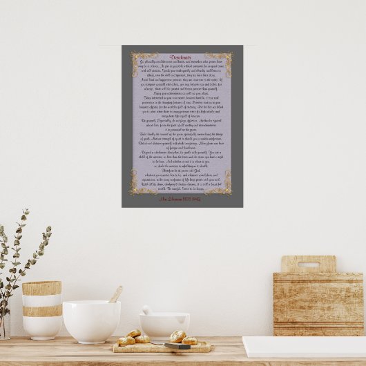Desiderata "gewünschte Dinge", anpassbare Farben Poster (Küche)