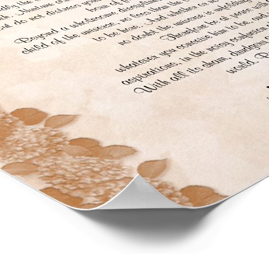 Desiderata "gewünschte Dinge" Pergament Blumenbeet Poster (Ecke)