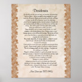 Desiderata "gewünschte Dinge" Pergament Blumenbeet Poster (Vorne)