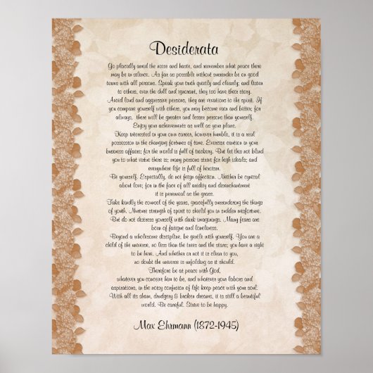 Desiderata "gewünschte Dinge" Pergament Blumenbeet Poster (Vorne)