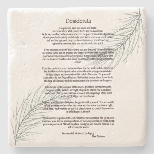Desiderata Green Fern Leaf Steinuntersetzer (Vorderseite)