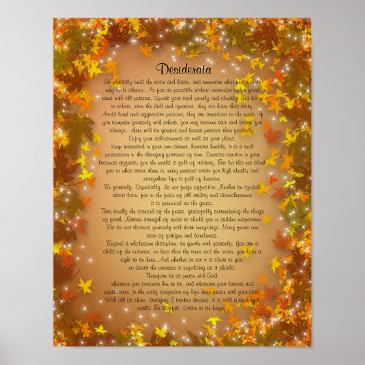Desiderata Herbstblätter Hintergrund Poster (Vorne)