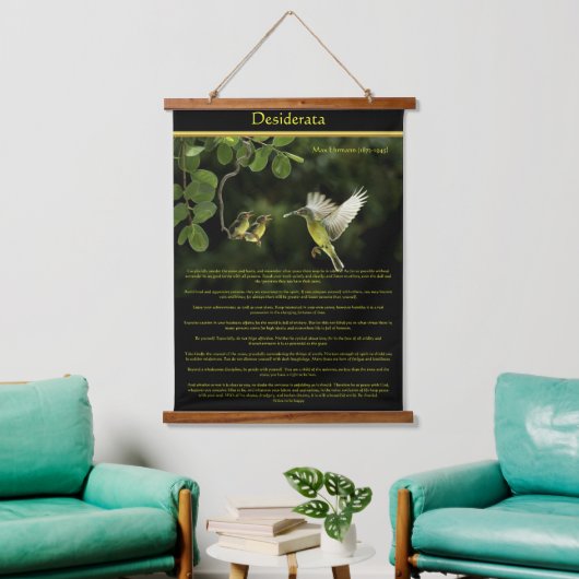 Desiderata Hummingbird füttre das Kind Wandteppich Mit Holzrahmen (Wohnzimmer)