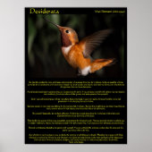 Desiderata Hummingbird Posters 2 Poster (Vorne)