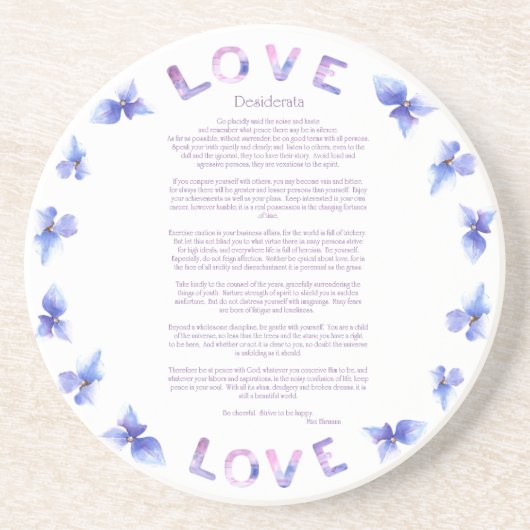 Desiderata Hydrangea von Max Ehrmann Getränkeuntersetzer (Vorne)