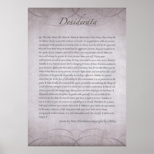 DESIDERATA in Lavendelfeldern für immer Poster (Vorne)