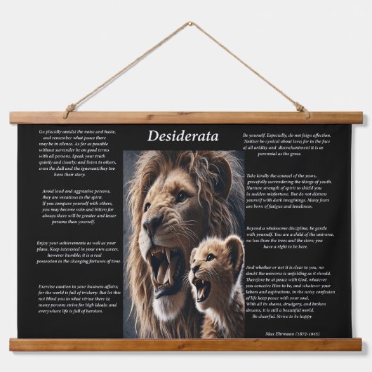 Desiderata: Inhalt im Stolz Wandteppich Mit Holzrahmen (Vorne)