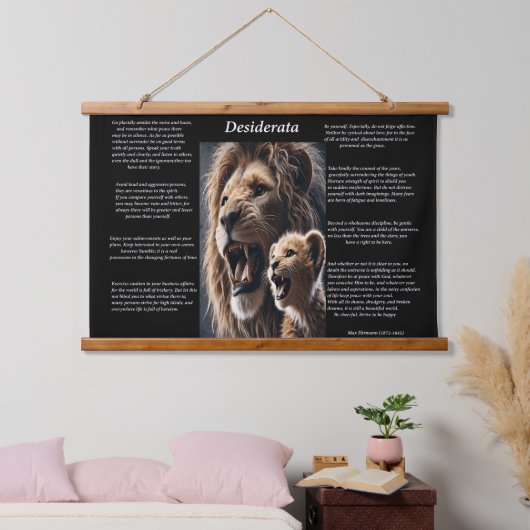 Desiderata: Inhalt im Stolz Wandteppich Mit Holzrahmen (Schlafzimmer)