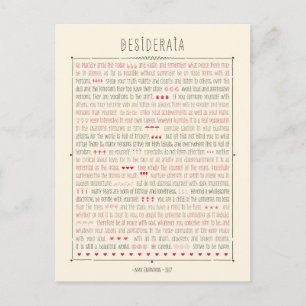 Desiderata Inspirational Gedicht Postkarte