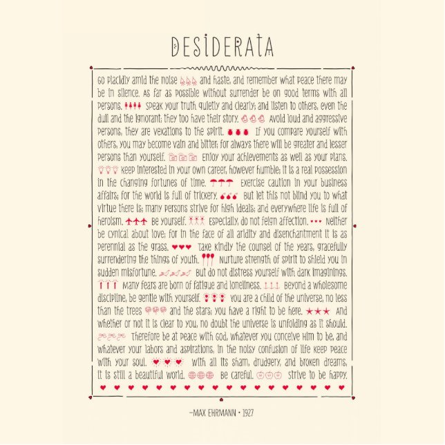 Desiderata-inspirierend Gedicht Fotoskulptur Magnet (Vorne)