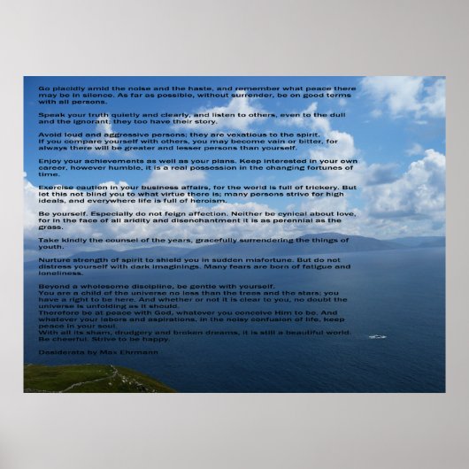 Desiderata inspirierendes Gedicht Poster (Vorne)