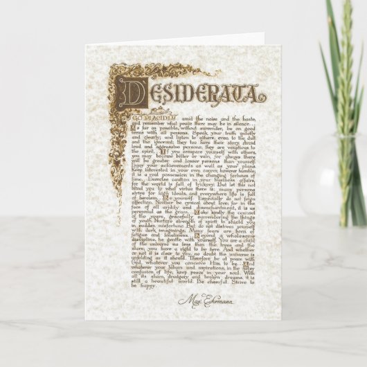 DESIDERATA Karte (Vorderseite)