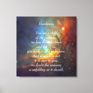 Desiderata-Kind des Universums Leinwanddruck