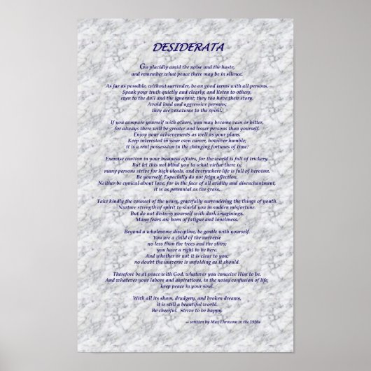 Desiderata Marble Poster (Vorne)