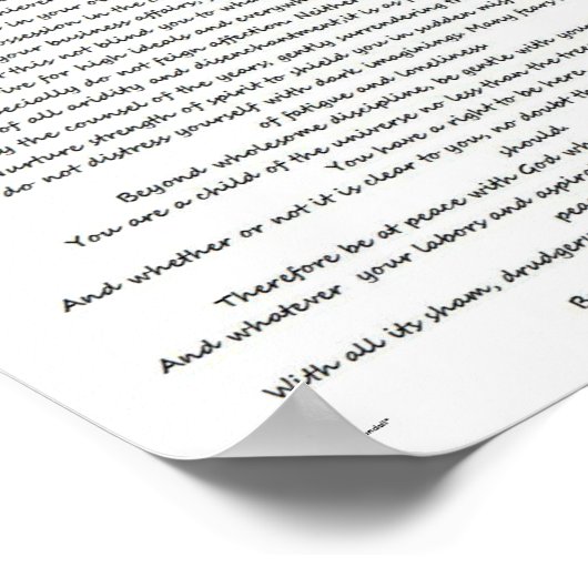 DESIDERATA MAX EHRMANN POSTER (Ecke)