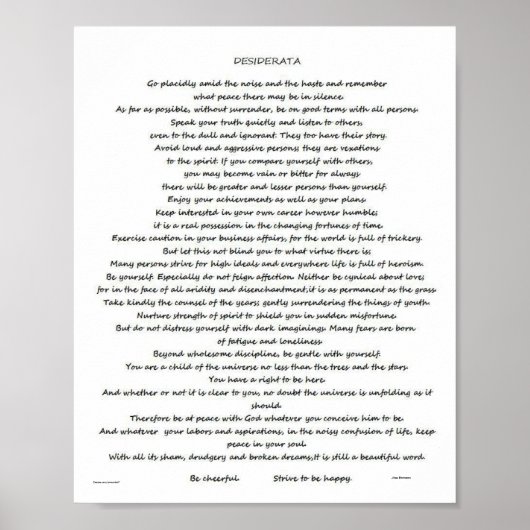 DESIDERATA MAX EHRMANN POSTER (Vorne)