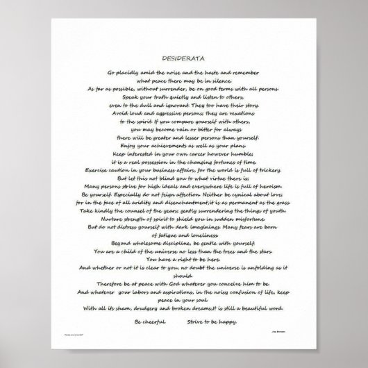 DESIDERATA MAX EHRMANN POSTER (Vorne)