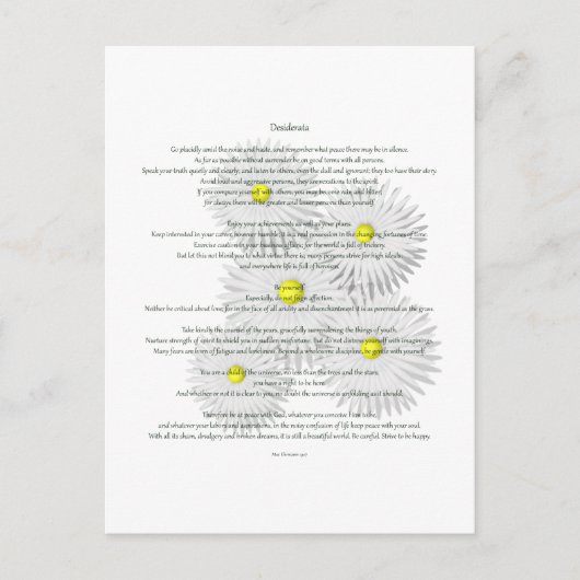 Desiderata mit Daisies Postkarte (Vorderseite)