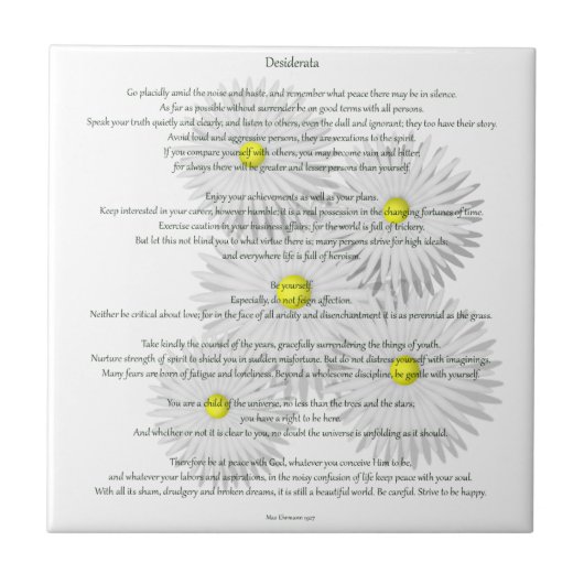 Desiderata mit Gänseblümchen Fliese (Vorderseite)