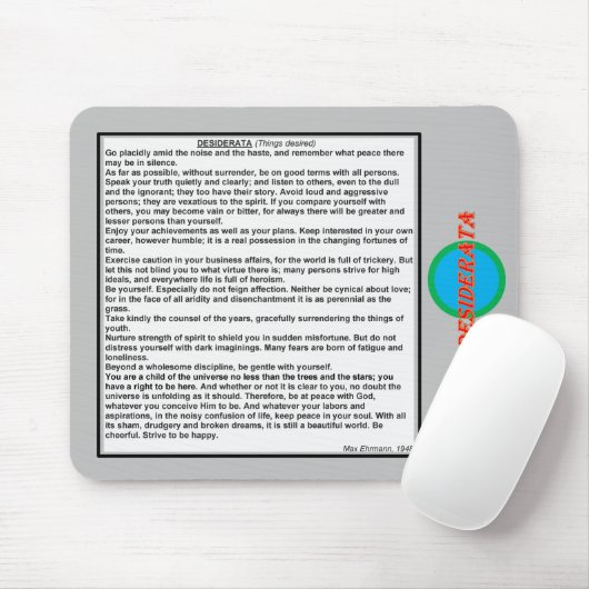 DESIDERATA Mouse Pad Mousepad (Mit Mouse)