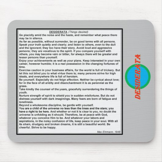 DESIDERATA Mouse Pad Mousepad (Vorne)
