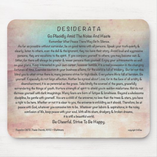 Desiderata Mousepad Aquarell-Entwurf (Vorne)