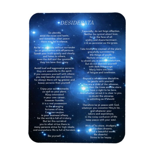 Desiderata on Pleiades Galaxy Magnet (Vertikal)