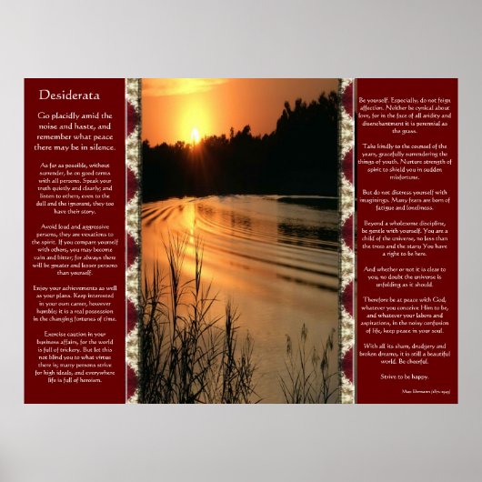 Desiderata Orange SunSet Posters Poster (Vorne)