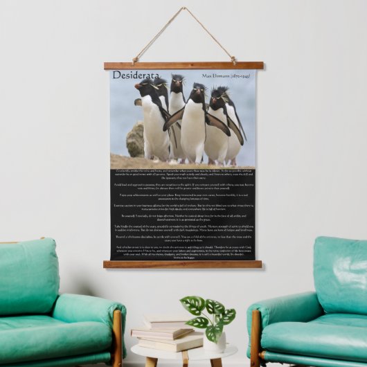 Desiderata Penguins Walking Wandteppich Mit Holzrahmen (Wohnzimmer)