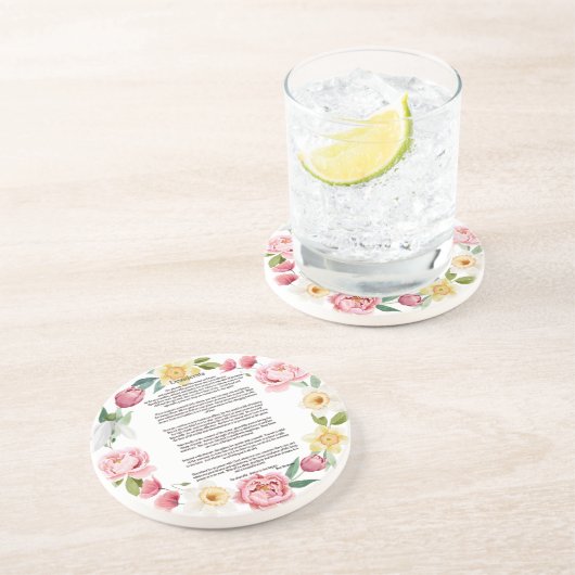 Desiderata Peonies and Daffodils von Max Ehrmann Getränkeuntersetzer (Seite)