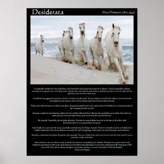 Desiderata Pferde, die auf Plers laufen Poster (Vorne)