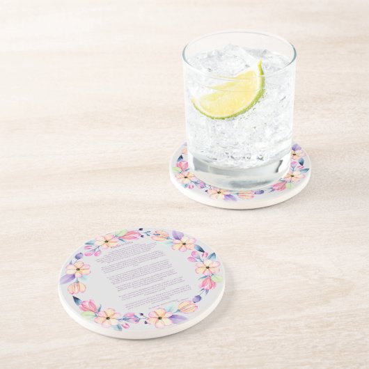 Desiderata Pink, Lila Blumenstrauß Getränkeuntersetzer (Seite)