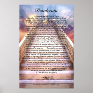 DESIDERATA Plakat auf Treppenhaus zum Himmel