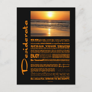 Desiderata Poem Beautiful Yellow Sunset Postkarte