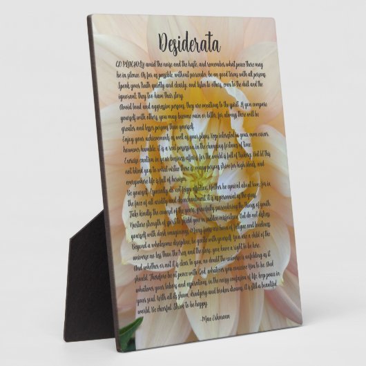 Desiderata Poem Blush Pink Dahlia Bloom Fotoplatte (Seite)