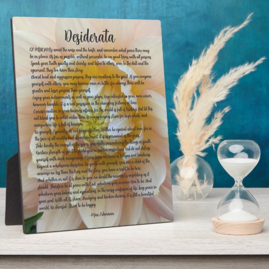 Desiderata Poem Blush Pink Dahlia Bloom Fotoplatte (Seite)