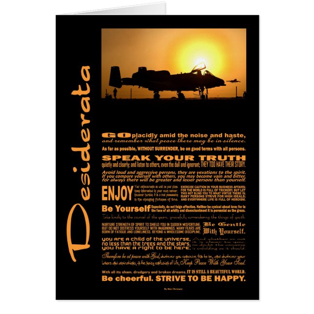 Desiderata Poem Desiderata A-10 Thunderbolzen (Vorne)