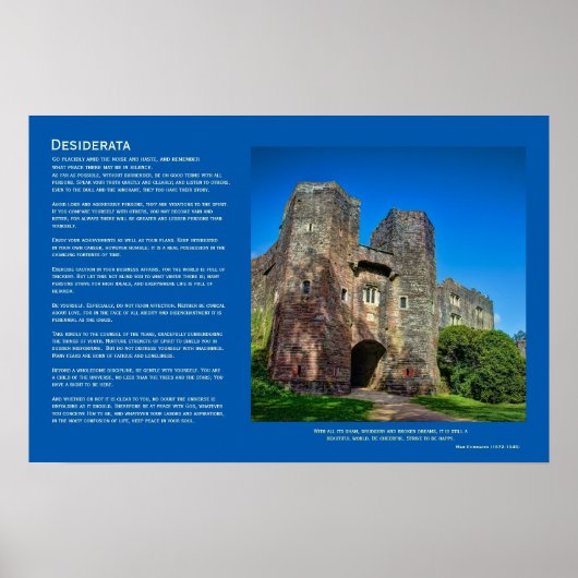 Desiderata Poem - English Castle Intrance Poster (Vorne)