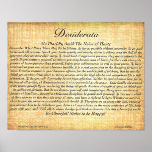 DESIDERATA Poem=Max Ehrmann=Fossilized Poster
