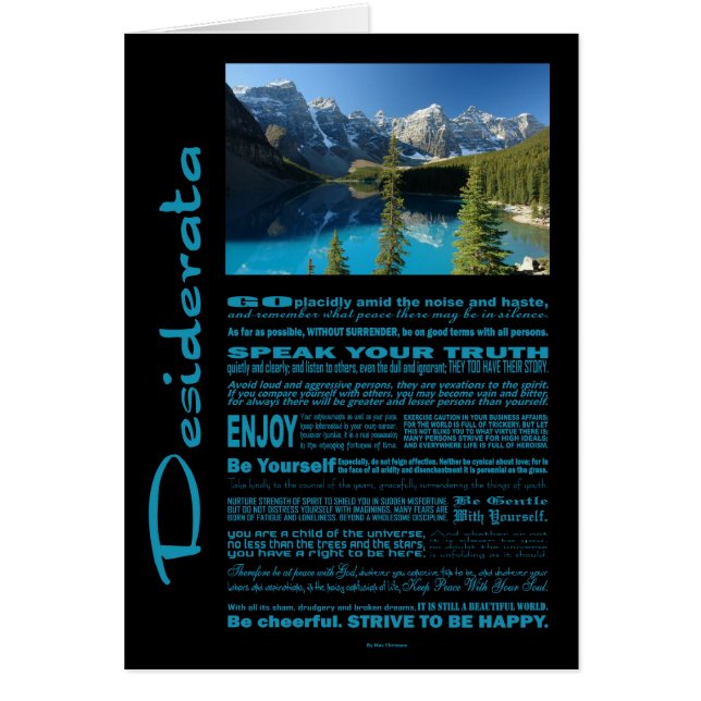 Desiderata Poem Moraine Lake (Vorne)