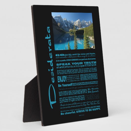 Desiderata Poem Moraine Lake Fotoplatte (Seite)