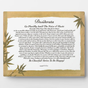 Desiderata Poem on Bamboo Fotoplatte