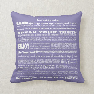 Desiderata Poem Poetry Poesy Writing (Lavender) Kissen