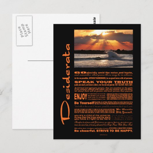 Desiderata Poem Wave Hugging Sunset Postkarte (Vorne/Hinten)