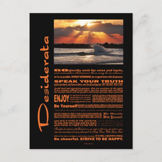 Desiderata Poem Wave Hugging Sunset Postkarte (Vorderseite)
