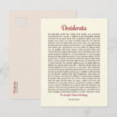 Desiderata Postcard | Desiderata Mini Art Postkarte (Vorne/Hinten)